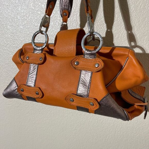 Gustto Orange and Silver Women's Handbag - Picture 2 of 8